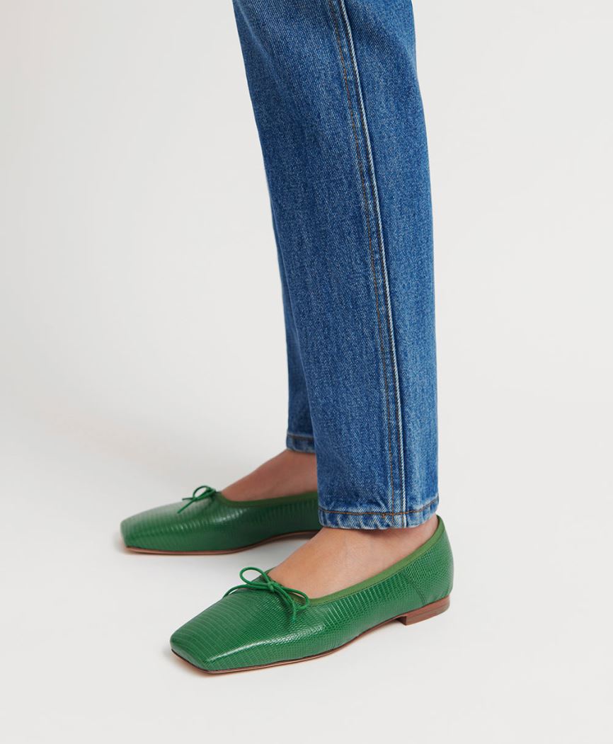 Women's Mansur Gavriel Square Toe Ballerina Ballet Flats Green | AU 6145HB